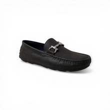 MOODBOARD Jaguar gents black leather loafers with a silver horsebit detail on the front